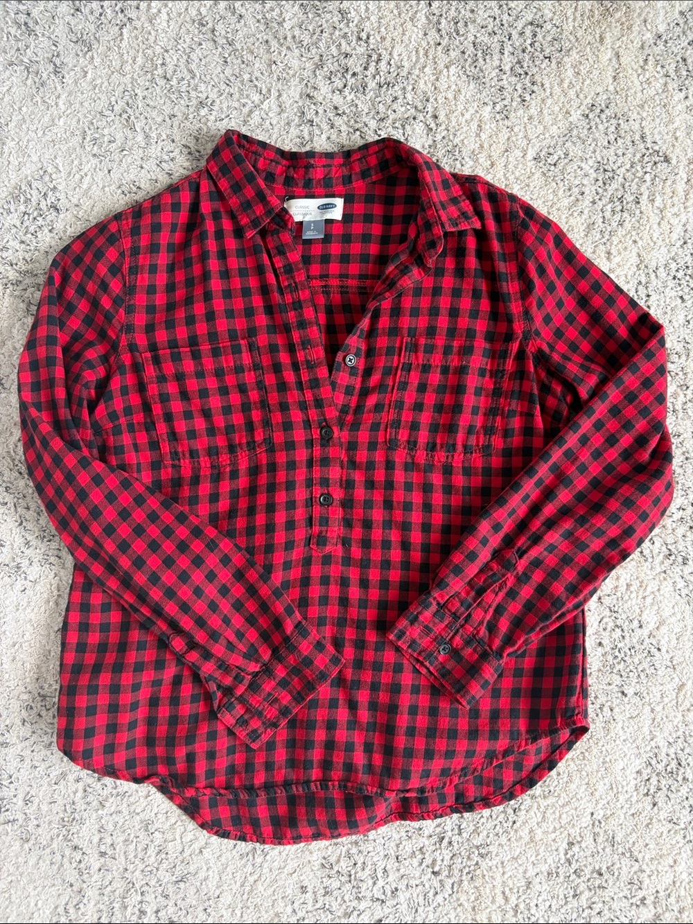 Old Navy Red and Black Check Flannel Shirt Size Small